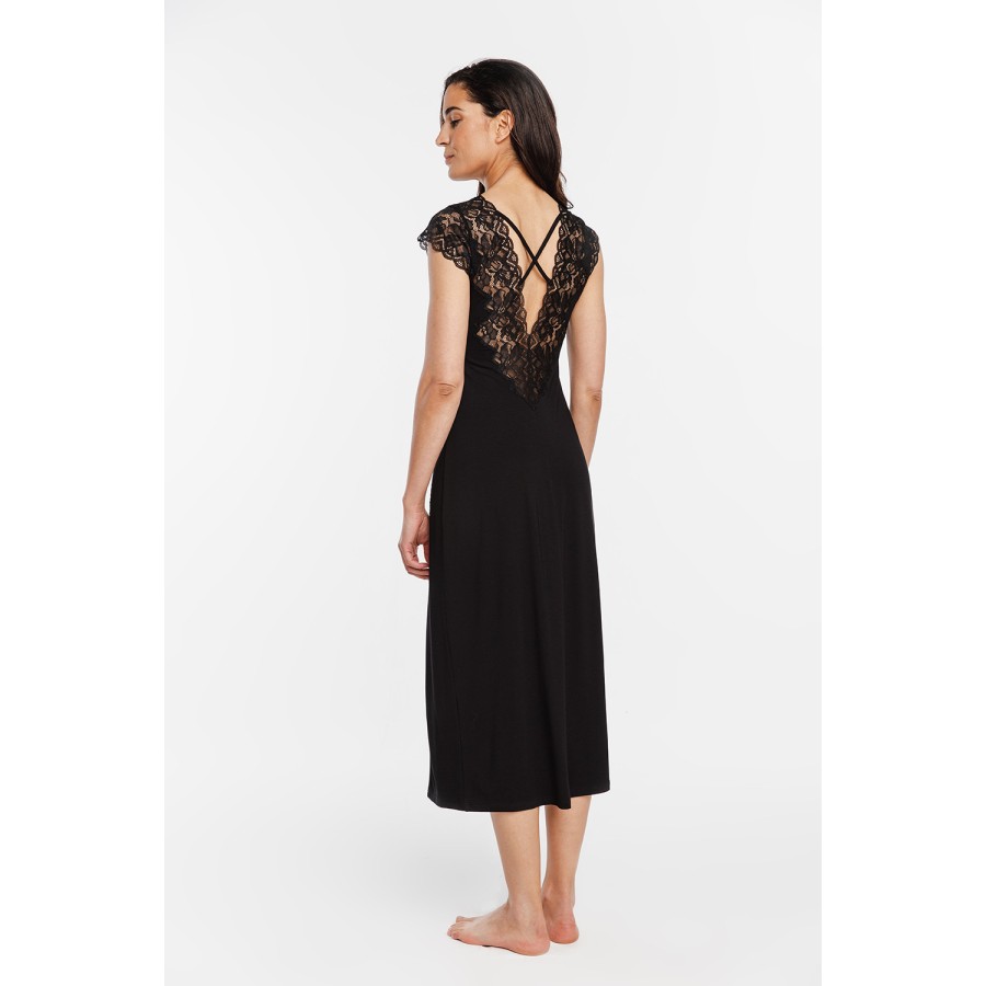 Camisón largo micromodal elastano detalle bajo